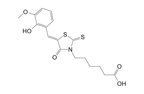 6-[(5Z)-5-(2-hydroxy-3-methoxybenzylidene)-4-oxo-2-thioxo-1,3-thiazolidin-3-yl]hexanoic acid