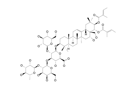 #2;YUCHASAPONIN-B;21,22-DI-O-TIGLOYL-BARRINGTOGENOL-C-3-O-BETA-D-GLUCOPYRANOSYL-(1->2)-[ALPHA-L-RHAMNOPYRANOSYL-(1->2)-BETA-D-GALACTOPYRANOSYL-(1->3)]-BETA-D-G