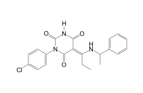 (5E)-1-(4-chlorophenyl)-5-{1-[(1-phenylethyl)amino]propylidene}-2,4,6(1H,3H,5H)-pyrimidinetrione