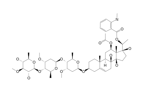 STEPHANOSIDE_E;12-O-ACETYL-20-O-(N-METHYL)-ANTHRANILOYLSARCOSTIN_3-O-BETA-D-THEVETOPYRANOSYL-(1->4)-BETA-D-CYMAROPYRANOSYL