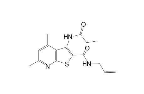 Thieno[2,3-b]pyridine-2-carboxamide, 4,6-dimethyl-3-[(1-oxopropyl)amino]-N-(2-propenyl)-