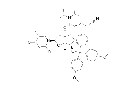 (3'S,5'R)-1-{3'-O-[(2-CYANOETHOXY)-(DIISOPROPYLAMINO)-PHOSPHINO]-2'-DEOXY-5'-O-[(4,4'-DIMETHOXYTRIPHENYL)-METHYL]-3',5'-ETHANO-BETA-D-RIBOFURANOSYL}-THYMINE;