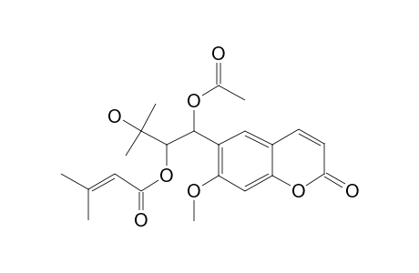 [1,3-Dihydroxy-1-(7-methoxy-2-oxochromen-6-yl)-3-methylbutan-2-yl] 3-methylbut-2-enoate, 1-o-acetyl,