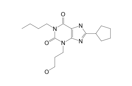 1-Butyl-8-cyclopentyl-3-(3-hydroxypropyl)-3,7-dihydropurine-2,6-dione