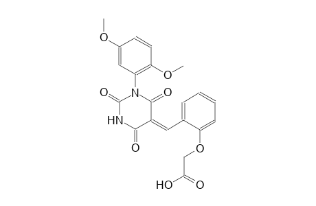 {2-[(Z)-(1-(2,5-dimethoxyphenyl)-2,4,6-trioxotetrahydro-5(2H)-pyrimidinylidene)methyl]phenoxy}acetic acid