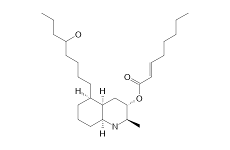 LEPADIN-E;(2R*,2''''(E),3S*,4AR*,5R*,8AS*)-DECAHYDRO-3-HYDROXY-5-(5'-HYDROXYOCTYL)-2-METHYL-3-QUINOLINYLESTER-2''-OCTENOIC-ACID