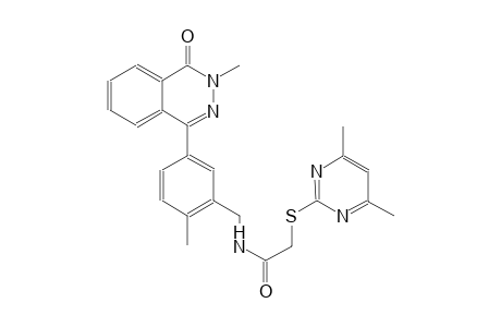 2-[(4,6-dimethyl-2-pyrimidinyl)sulfanyl]-N-[2-methyl-5-(3-methyl-4-oxo-3,4-dihydro-1-phthalazinyl)benzyl]acetamide
