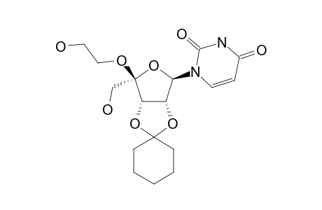 4'(R)-1-(2,3-O-Cyclohexylidene-4-O-[2-hydroxy-ethyl].beta.-D-erythro-pentofuranosyl-4-ulose)-uracil