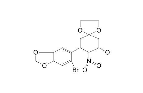 1,4-Dioxaspiro[4.5]decan-7-ol, 9-(5-bromobenzodioxol-6-yl)-8-nitro-