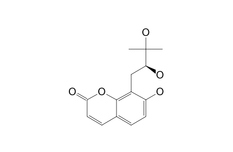 DEVENOL;(-)-8-[(2S),3-DIHYDROXY-3-METHYLBUTYL]-7-HYDROXYCHROMEN-2-ONE