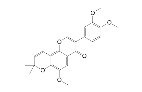 Durallone;3-(3,4-dimethoxyphenyl)-6-methoxy-8,8-dimethyl-4H,8H-benzo-[1,2-B:3,4-B']-dipyran-4-one