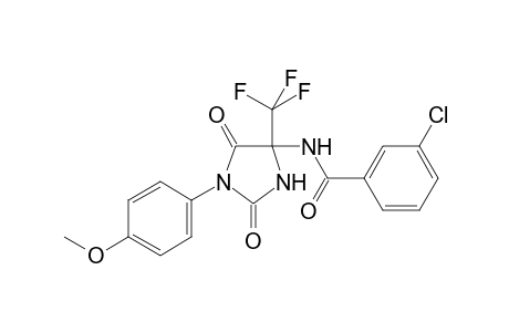 3-Chloranyl-N-[1-(4-methoxyphenyl)-2,5-bis(oxidanylidene)-4-(trifluoromethyl)imidazolidin-4-yl]benzamide