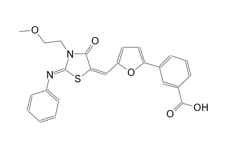 3-(5-{(E)-[(2Z)-3-(2-methoxyethyl)-4-oxo-2-(phenylimino)-1,3-thiazolidin-5-ylidene]methyl}-2-furyl)benzoic acid