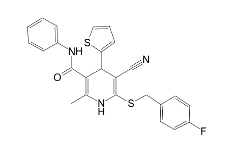 5-cyano-6-[(4-fluorobenzyl)sulfanyl]-2-methyl-N-phenyl-4-(2-thienyl)-1,4-dihydro-3-pyridinecarboxamide