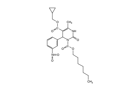 3,6-DIHYDRO-4-METHYL-6-(m-NITROPHENYL)-1,5(2H)-PYRIMIDINEDICARBOXYLIC ACID, 5-CYCLOPROPYLMETHYL HEPTYL ESTER