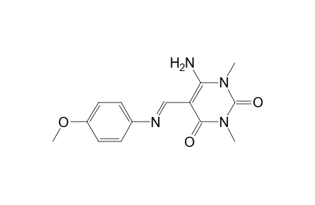 2,4(1H,3H)-Pyrimidinedione, 6-amino-1,3-dimethyl-5-[[(4-methoxyphenyl)imino]methyl]-