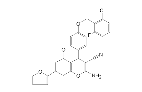 2-Amino-4-(4-[(2-chloro-6-fluorophenyl)methoxy]phenyl)-7-(furan-2-yl)-5-oxo-5,6,7,8-tetrahydro-4H-chromene-3-carbonitrile