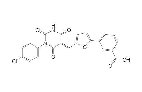 3-{5-[(E)-(1-(4-chlorophenyl)-2,4,6-trioxotetrahydro-5(2H)-pyrimidinylidene)methyl]-2-furyl}benzoic acid