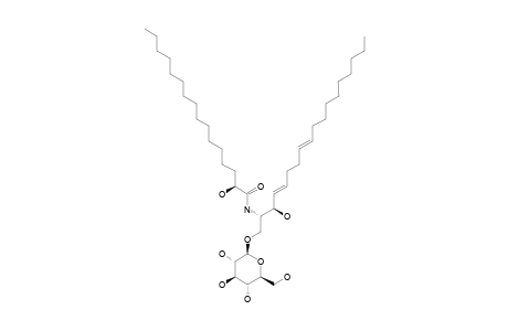 SOYACEREBROSIDE-I;1-O-BETA-D-GLUCOPYRANOSYL-2-N-2'S-HYDROXY-PALMITOYL-2S,3R,4E,8E-OCTADECASPHINGADIENINE