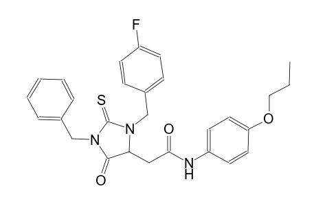 2-[1-benzyl-3-(4-fluorobenzyl)-5-oxo-2-thioxo-4-imidazolidinyl]-N-(4-propoxyphenyl)acetamide