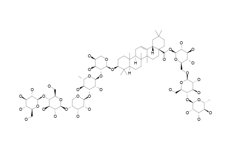 OLEANOLIC-ACID-3-O-BETA-D-GLUCOPYRANOSYL-(1->4)-BETA-D-GLUCOPYRANOSYL-(1->4)-BETA-D-RIBOPYRANOSYL-(1->3)-ALPHA-L-RHAMNOPYRANOSYL-(1->2)-ALPHA-L-AR