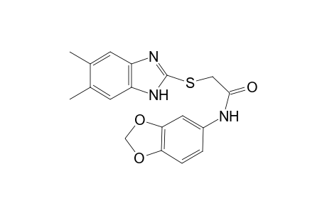 N-Benzo[1,3]dioxol-5-yl-2-(5,6-dimethyl-1H-benzoimidazol-2-ylsulfanyl)-acetamide