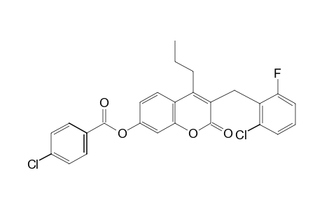 3-(2-chloro-6-fluorobenzyl)-7-hydroxy-4-propylcoumarin, p-chlorobenzoate