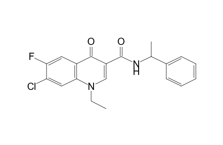 7-Chloro-1-ethyl-6-fluoro-4-oxo-1,4-dihydroquinoline-3-carboxamide, N-(1-phenylethyl)-