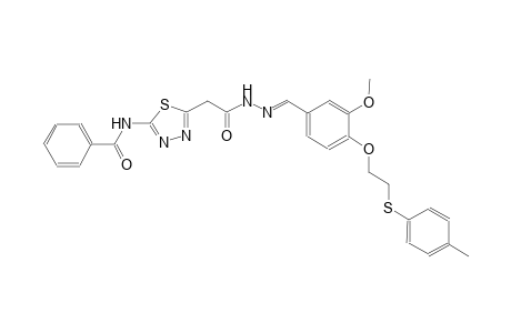 N-(5-{2-[(2E)-2-(3-methoxy-4-{2-[(4-methylphenyl)sulfanyl]ethoxy}benzylidene)hydrazino]-2-oxoethyl}-1,3,4-thiadiazol-2-yl)benzamide