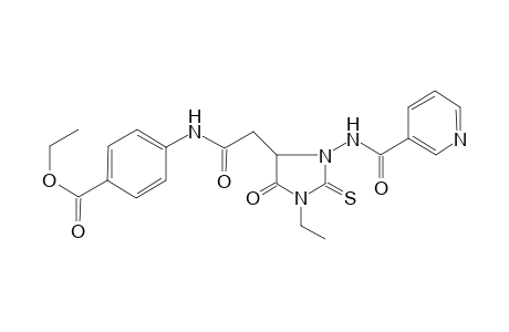 4-[[2-(1-ethyl-5-keto-3-nicotinamido-2-thioxo-imidazolidin-4-yl)acetyl]amino]benzoic acid ethyl ester