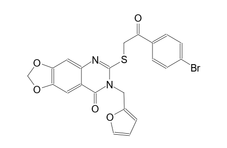 [1,3]dioxolo[4,5-g]quinazolin-8(7H)-one, 6-[[2-(4-bromophenyl)-2-oxoethyl]thio]-7-(2-furanylmethyl)-