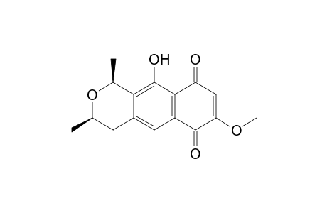 (+-)-cis-3,4,6,9-tetrahydro-10-hydroxy-7-methoxy-1,3-dimethyl-1H-naphtho[2,3-c]pyran-6,9-dione
