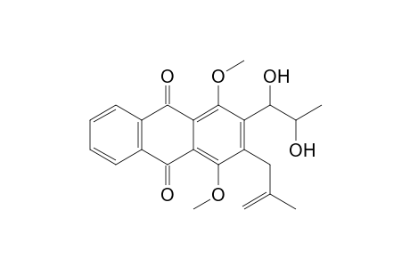 2-(1',2'-DIHYDROXYPROPYL)-1,4-DIMETHOXY-3-(2''-METHYLPROP-2''-ENYL)-ANTHRAQUINONE