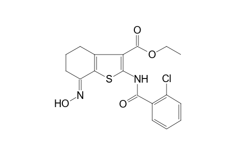 Ethyl (7E)-2-[(2-chlorobenzoyl)amino]-7-(hydroxyimino)-4,5,6,7-tetrahydro-1-benzothiophene-3-carboxylate