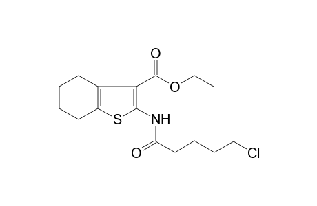 2-(5-CHLOROPENTANOYLAMINO)-4,5,6,7-TETRAHYDROBENZO-[B]-THIOPHENE-3-CARBOXYLIC-ACID-ETHYLESTER