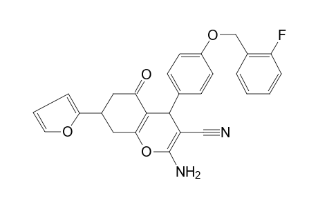 2-Amino-4-[4-(2-fluorobenzyl)oxyphenyl]-7-(2-furyl)-5-keto-4,6,7,8-tetrahydrochromene-3-carbonitrile