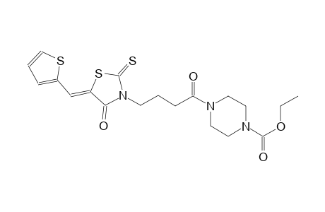 ethyl 4-{4-[(5Z)-4-oxo-5-(2-thienylmethylene)-2-thioxo-1,3-thiazolidin-3-yl]butanoyl}-1-piperazinecarboxylate