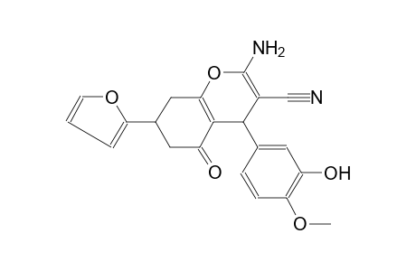 4H-1-benzopyran-3-carbonitrile, 2-amino-7-(2-furanyl)-5,6,7,8-tetrahydro-4-(3-hydroxy-4-methoxyphenyl)-5-oxo-