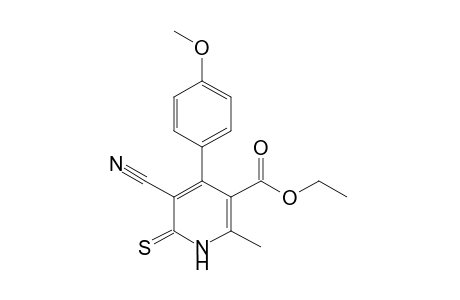 5-cyano-1,6-dihydro-4-(p-methoxyphenyl)-2-methyl-6-thioxonicotinic acid, ethyl ester