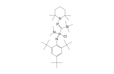 DIMETHYLAMINO-CHLORO-([(2,2,6,6-TETRAMETHYLPIPERIDIN-1-YL)-PHOSPHINIDENE-TRIMETHYLSILYL]-METHYL)-[(2,4,6-TRI-TERT.-BUTYLPHENYL)-IMINO]-PHOSPHORANE