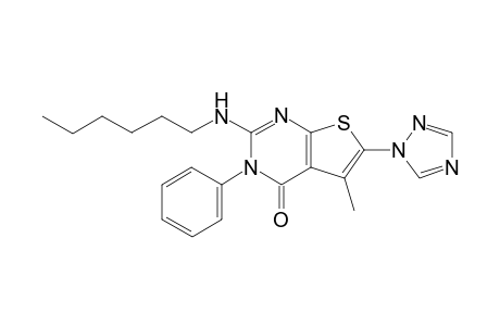 2-Hexylamino-5-methyl-3-phenyl-6-(1H-1,2,4-triazol-1-yl)thieno[2,3-d]pyrimidin-4(3H)-one