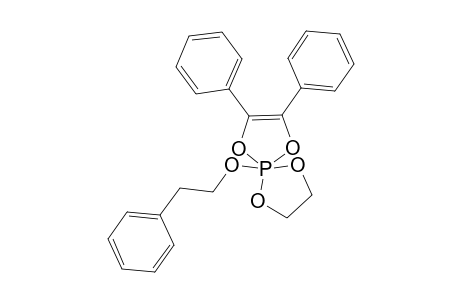 p-(1,2-Diphenylethenyl-1,2-dioxy)-p-(2'-phenylethoxy)-p-(ethylene-1,2-dioxy)phosphorane