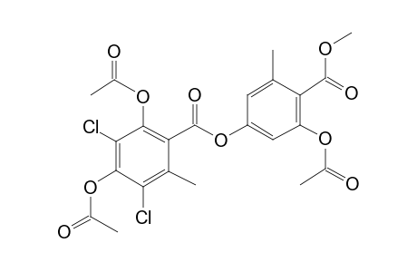 Benzoic acid, 2,4-bis(acetyloxy)-3,5-dichloro-6-methyl-, 3-(acetyloxy)-4-(methoxycarbonyl)-5-methylphenyl ester