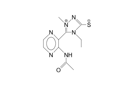 ANHYDRO-3-MERCAPTO-4-ETHYL-1-METHYL-5-(3'-ACETAMIDO-2'-PYRAZINYL)-1,2,4-TRIAZOLIUM-HYDROXIDE