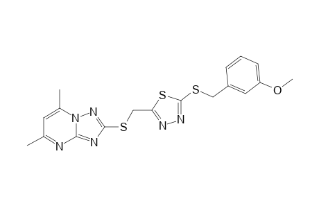 2-((5,7-Dimethyl-[1,2,4]triazolo[1,5-a]pyrimidin-2-ylthio)methyl)-5-(3-methoxybenzylthio)-1,3,4-thiadiazole