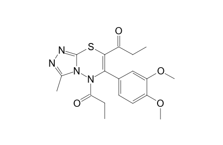 1-Propanone, 1-[6-(3,4-dimethoxyphenyl)-3-methyl-5-(1-oxopropyl)-5H-[1,2,4]triazolo[3,4-b][1,3,4]thiadiazin-7-yl]-