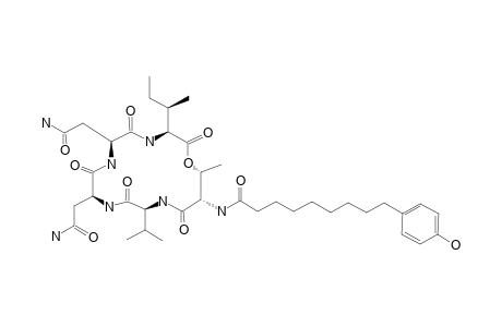 N-[(3S,6S,9S,12S,15S,16R)-6,9-bis(2-amino-2-keto-ethyl)-12-isopropyl-2,5,8,11,14-pentaketo-16-methyl-3-sec-butyl-1-oxa-4,7,10,13-tetrazacyclohexadec-15-yl]-9-(4-hydroxyphenyl)pelargonamide