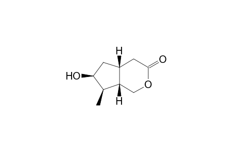 (+-)-(4a.alpha.,6.alpha.,7.alpha.,7a.alpha.)-Hexahydro-6-hydroxy-7-methylcyclopenta[c]pyran-3(1H)-one [(+-)-Abelialactone racemic Aglykon A1 (+-)-Isoboonein]