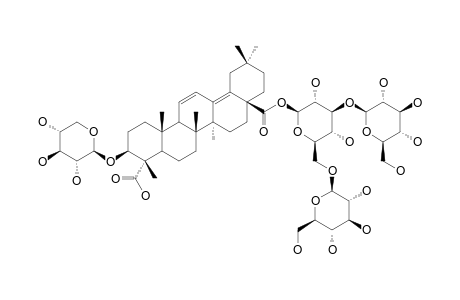 SAPONARIOSIDE-J;3-O-BETA-D-XYLOPYRANOSYLOLEAN-11,13-(18)-DIENE-23,28-DIOIC-ACID-28-O-BETA-D-GLUCOPYRANOSYL-(1->3)-[BETA-D-GLUCOPYRANOSYL-(1->6)]-BE