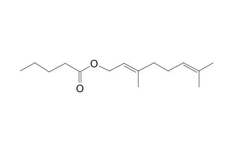 Pentanoic acid, 3,7-dimethyl-2,6-octadienyl ester, (E)-